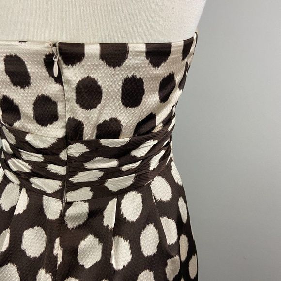 MAX & CLEO Brown Beige Strapless Polka Dot Dress - Picture 6 of 9